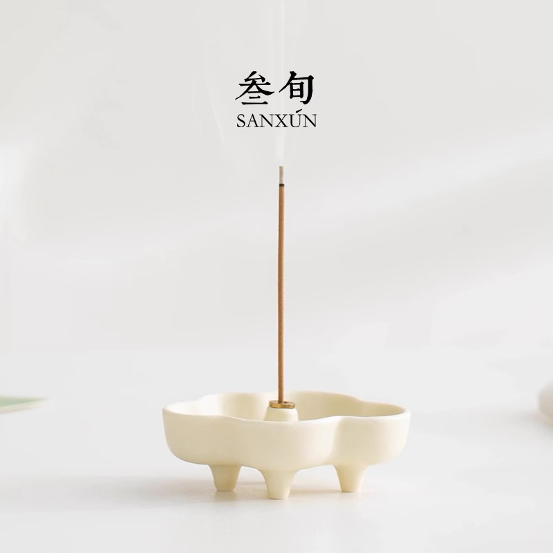 三旬半刻香插家用高级感小摆件陶瓷室内檀香线香插茶具茶桌装饰品