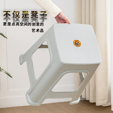 欧式熟胶塑料凳子家用加厚成人椅子高凳现代简约餐桌椅客厅方凳