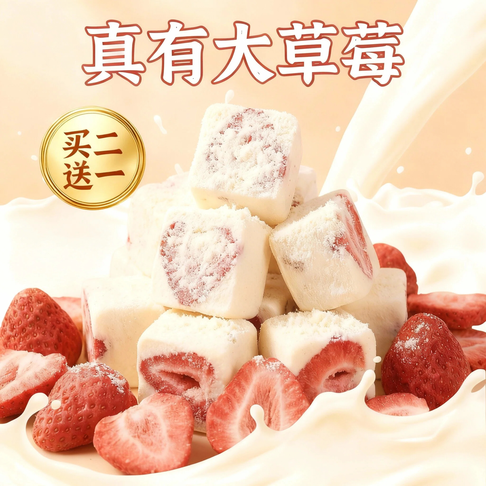 大颗草莓的羊奶芙酸甜1比1图片