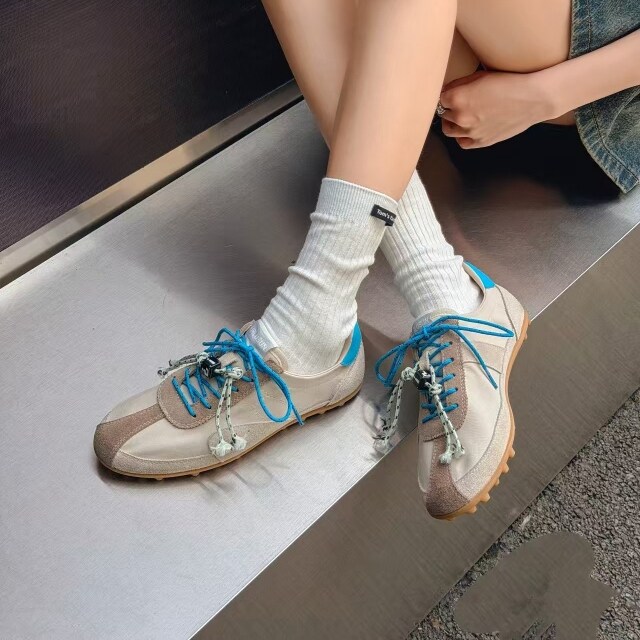 艾模儿26夏季新款复古德训豆豆鞋经典女平底阿甘鞋休闲运动鞋百搭