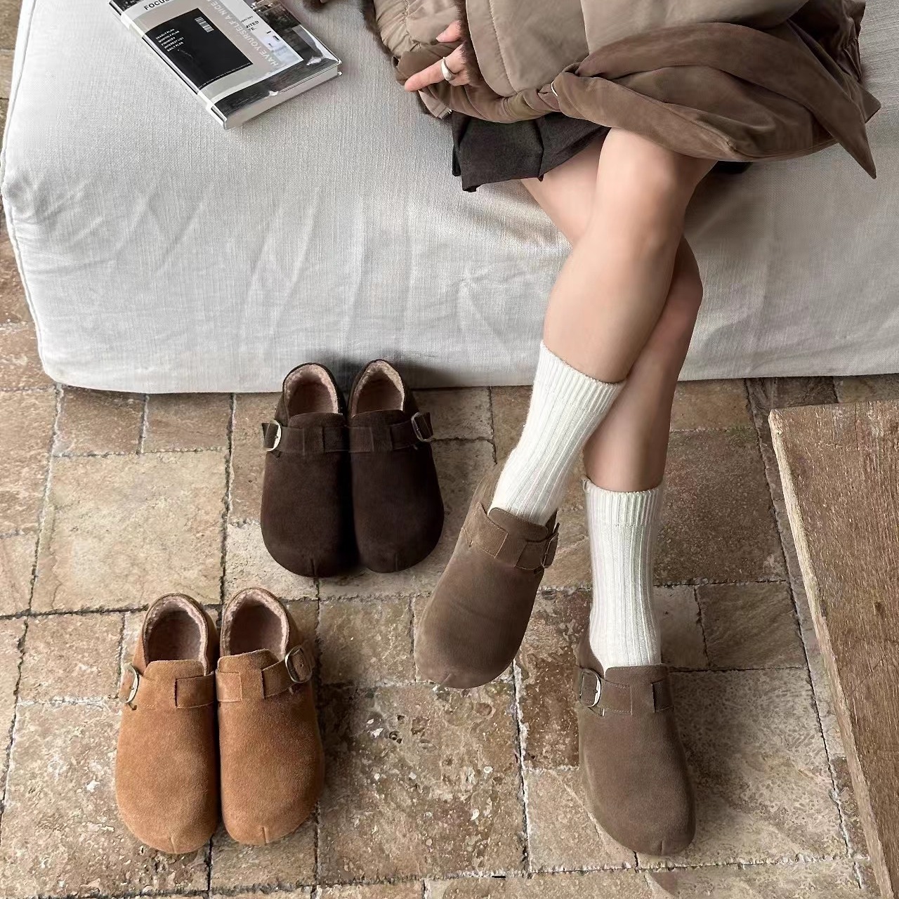 百搭松弛增高厚底圆头系带勃肯