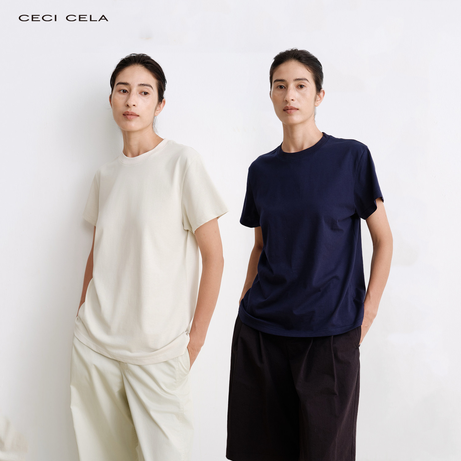 CECI CELA 经典CleanFit风柔软亲肤全棉 百搭圆领纯色短袖T恤