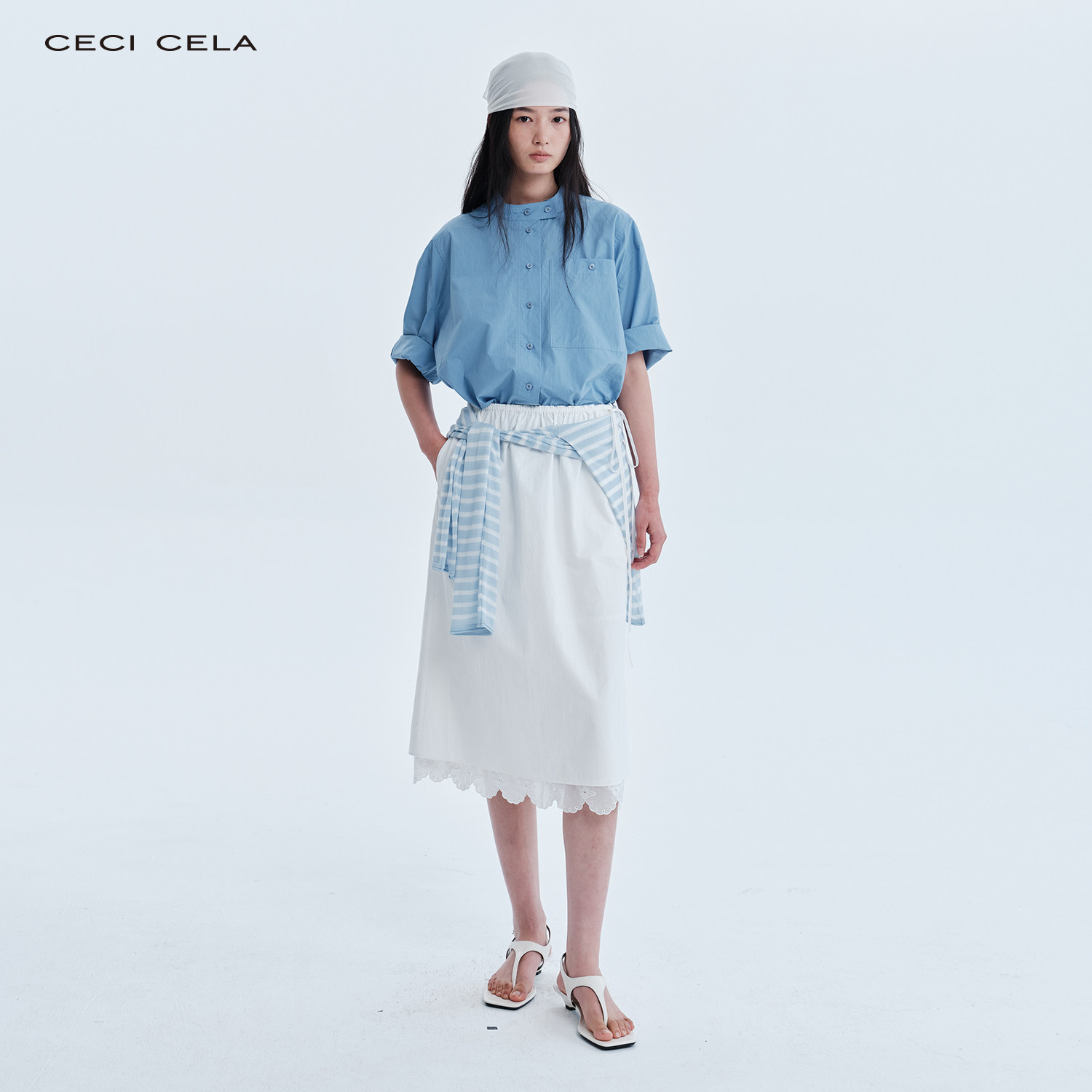 CECICELA花边刺绣松紧腰半裙优雅气质蕾丝刺绣高级感日常通勤女装