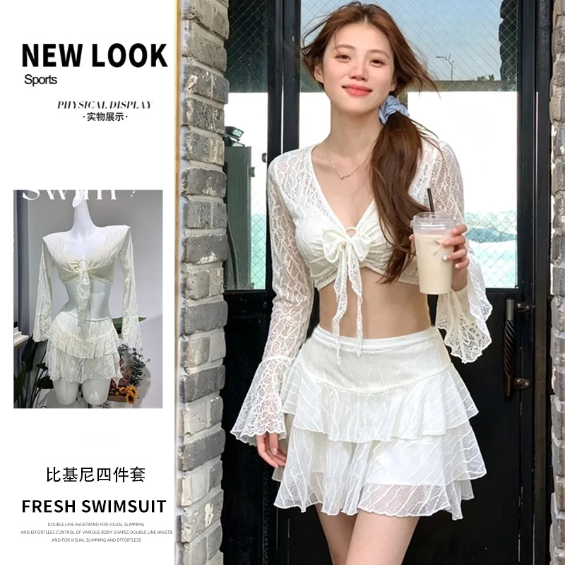 泳衣女比基尼四件套韩版ins少女