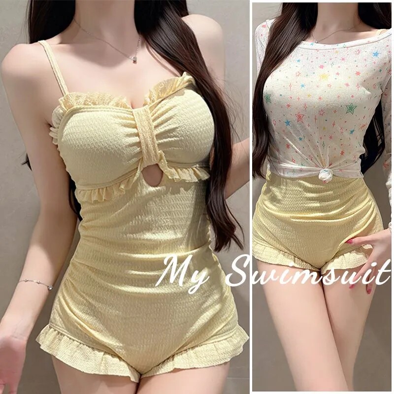 泳衣女连体两件套少女森系显身材