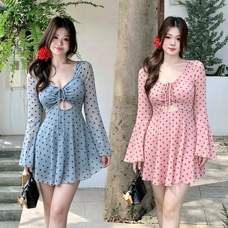 泳衣女分体两件套大码胖MM甜美风
