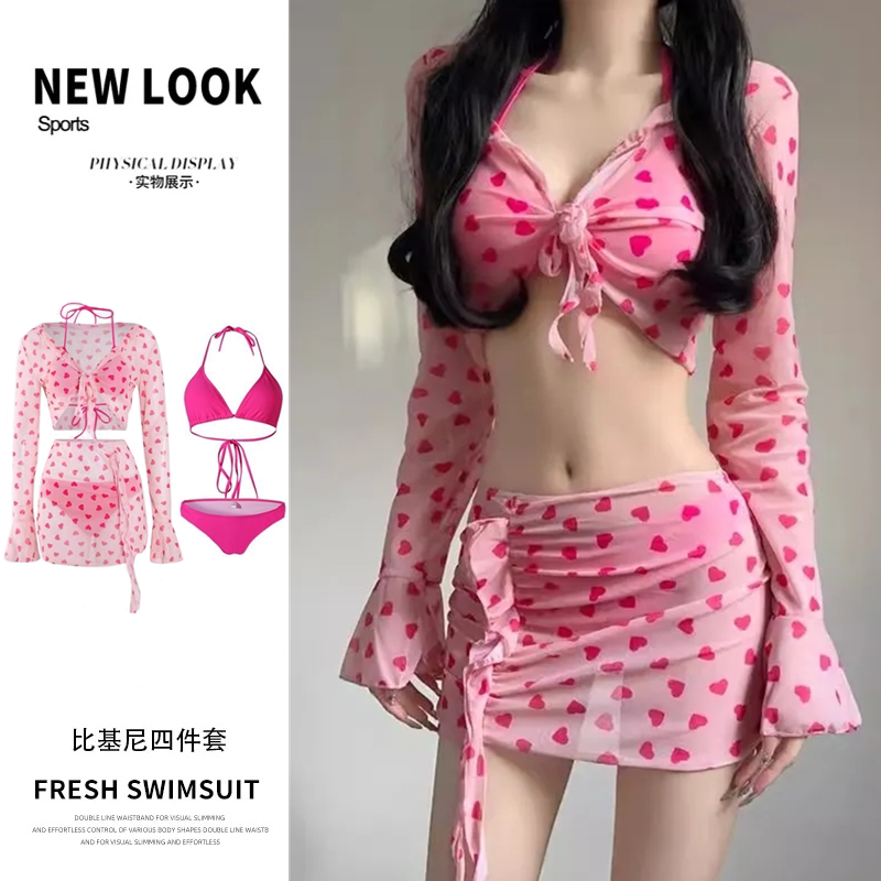 泳衣女纯欲风小胸聚拢防晒高级感