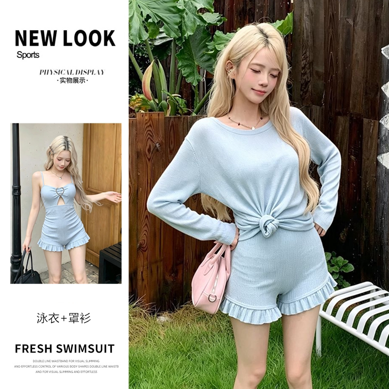 泳衣女连体两件套少女甜美高级感