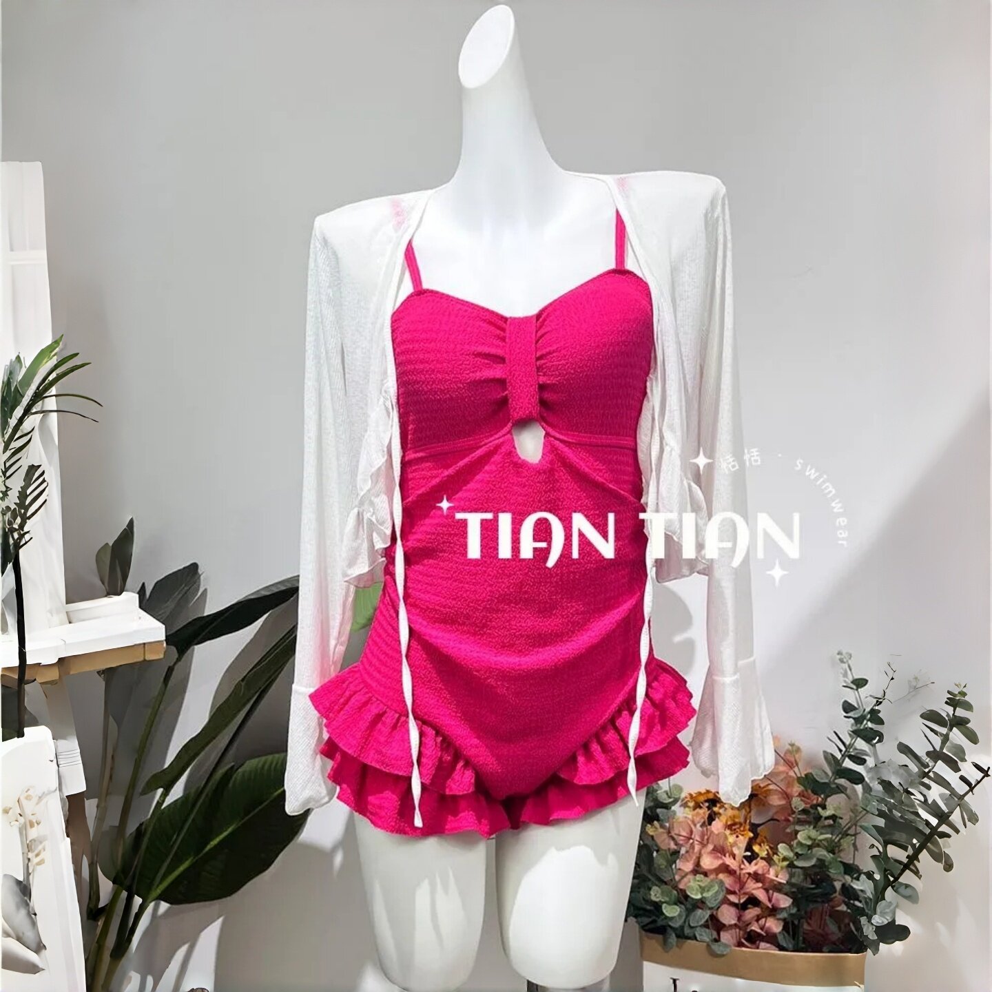 泳衣女连体两件套韩版ins风大码
