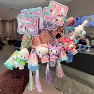 新品解压正版三丽鸥HelloKitty凯蒂猫幸运签筒流苏钥匙扣书包挂件