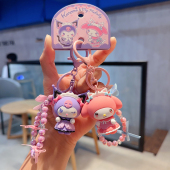 新品 三丽鸥库洛米美乐蒂钥匙链圈卡通包包闺蜜小挂件 萌趣可爱正版
