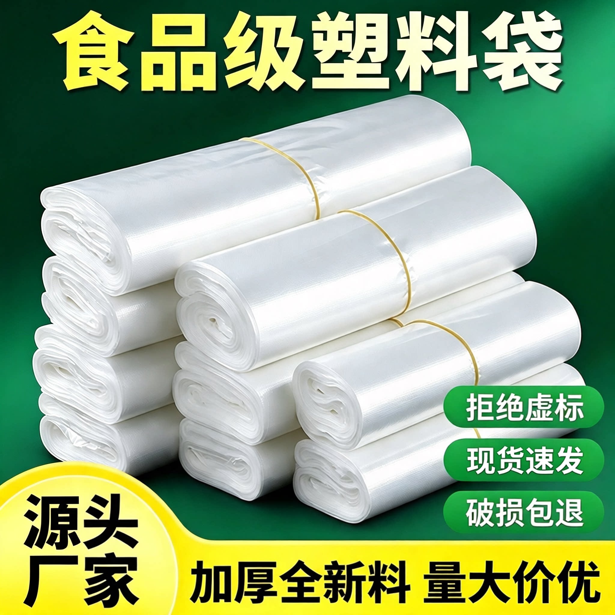 白色塑料袋食品级加厚食品袋批发商用方便袋马夹袋超市购物打包袋