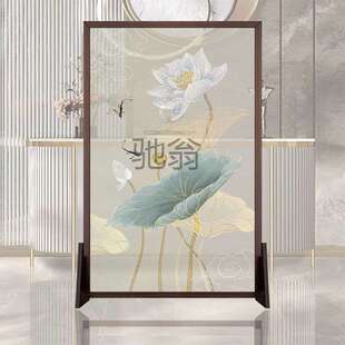 简约实木屏风隔断客厅办公室家用入户进门玄关遮挡荷花座 pq新中式