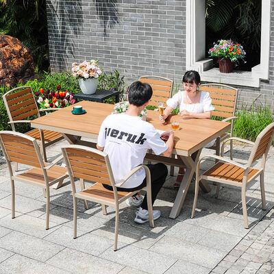 庭院户外桌塑椅木商家业街饭店桌子别用墅23811-1露天休闲室外桌