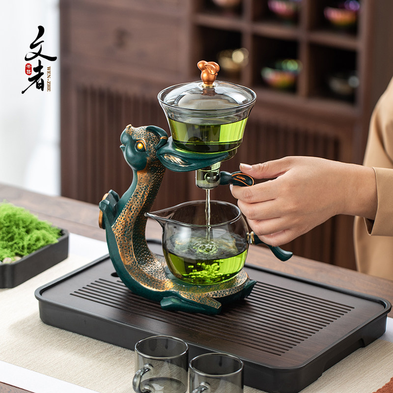 文者懒人冲茶器高档轻奢家用办公室玻璃磁吸功夫茶壶自动茶具套装