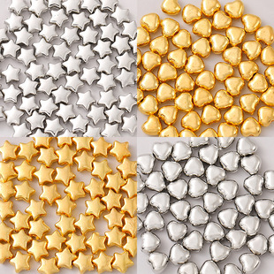 200颗6mm水镀仿珍珠五角星爱心梅花蝴蝶隔珠穿孔耳环手链手工配件