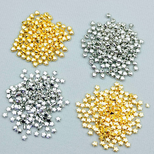 水镀仿珍珠有孔小桃心五角星金色银色串珠爱心米珠手链隔珠按斤