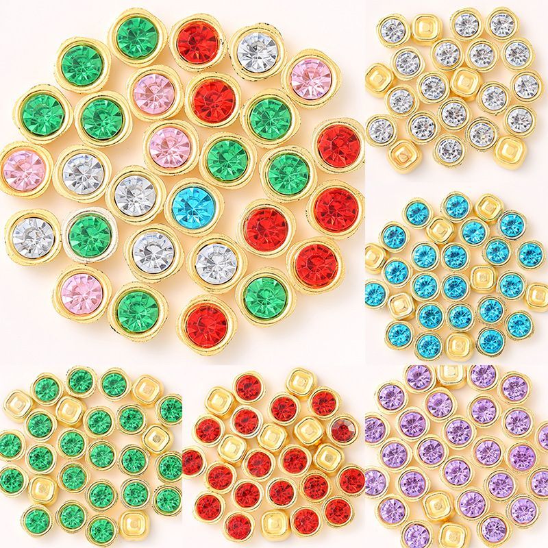 50个10mm肥方花盘钻扣太阳花双层花钻心蝴蝶结diy手缝钻饰品配件