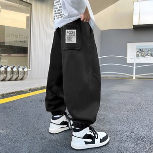 兒童冬季 男童加絨c褲 2024新款 一體絨加厚運動衛(wèi)褲 子秋冬款 男孩冬