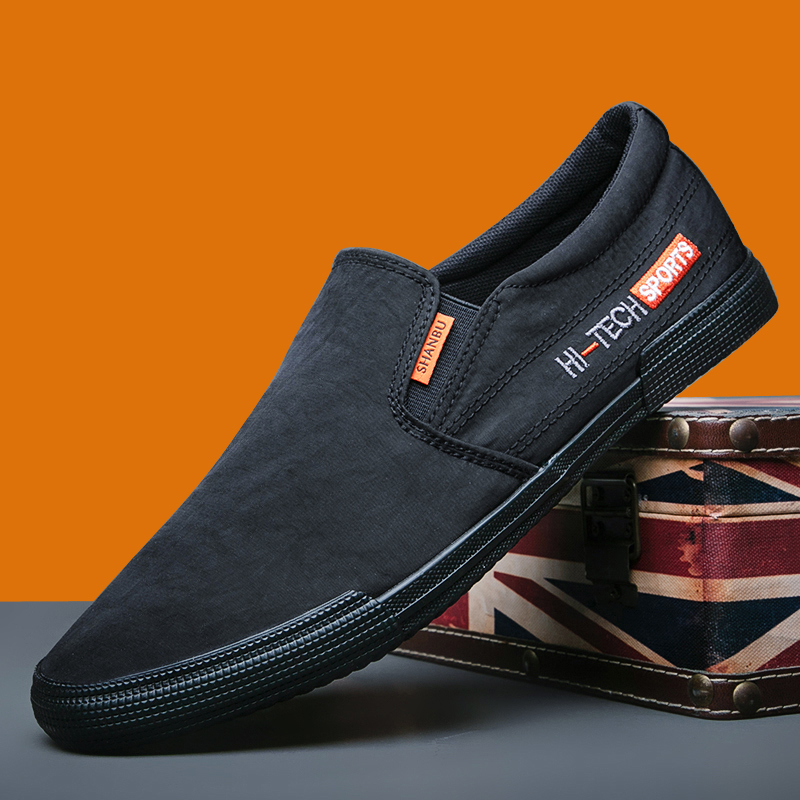 男鞋透气休闲帆布鞋懒人轻便板鞋