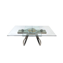 意式可伸缩餐桌轻奢现代豪华别墅家用高级设计师钢化玻璃桌面餐台