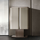 轻奢客厅实木酒柜现代高端别墅家用高级感靠墙一体不锈钢储物柜