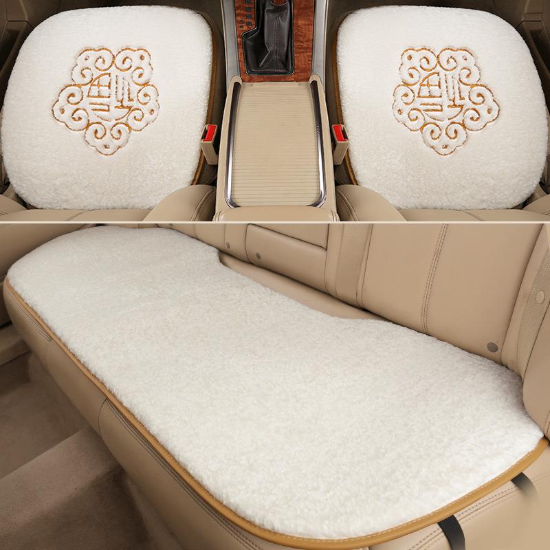 羊驼绒汽车三件套冬季专用女通用加厚保暖防滑冬天短毛绒汽车坐垫