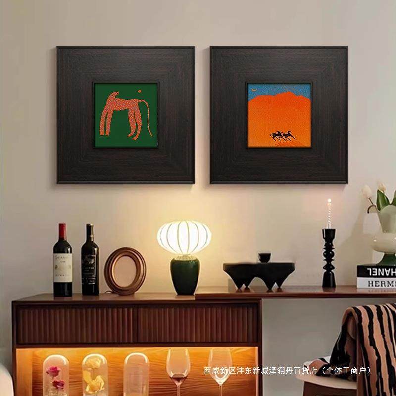 多巴胺软装小众艺术客厅装饰画法式中古风玄关金钱豹高级感壁挂画