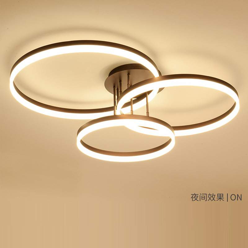后现代简约LED亚克力吸顶灯北欧客厅灯房间卧室灯创意三圈圆形灯