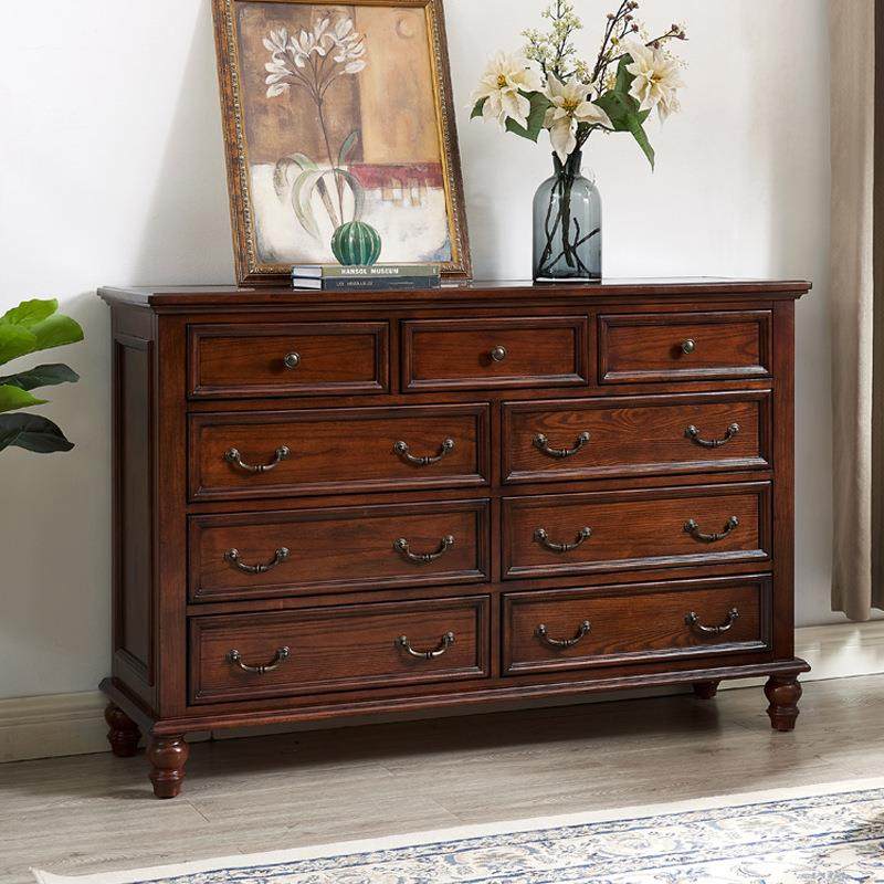 美式实木七斗柜储物柜靠墙带五抽屉收纳卧室简约欧式多层斗橱柜子