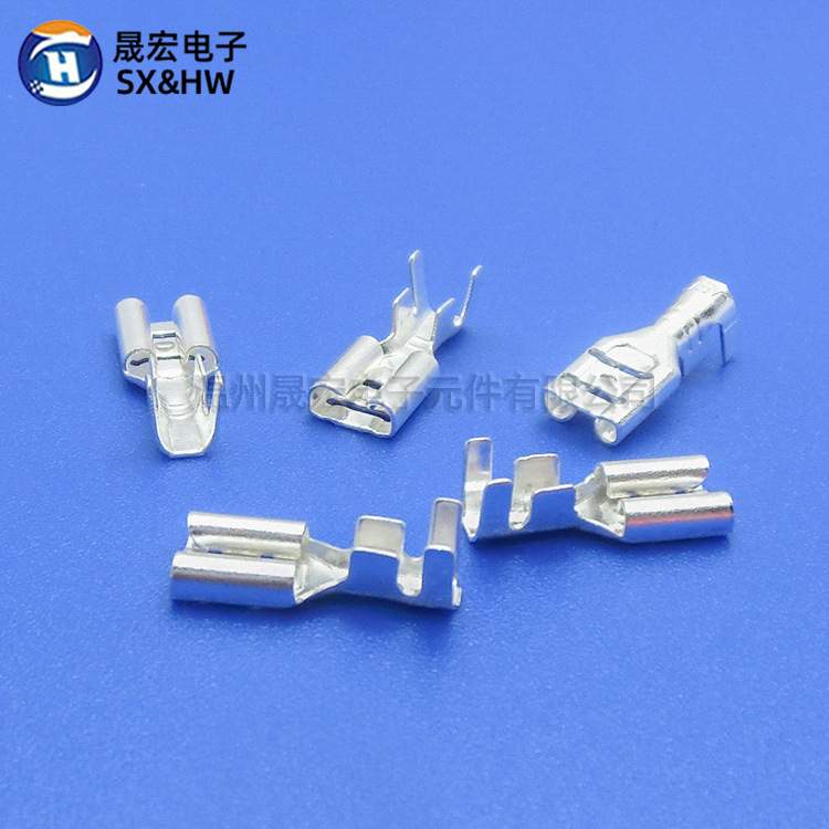 现货供应 接线端子4.8插簧端子连接器 单厚镀银 0.35厚 接插件
