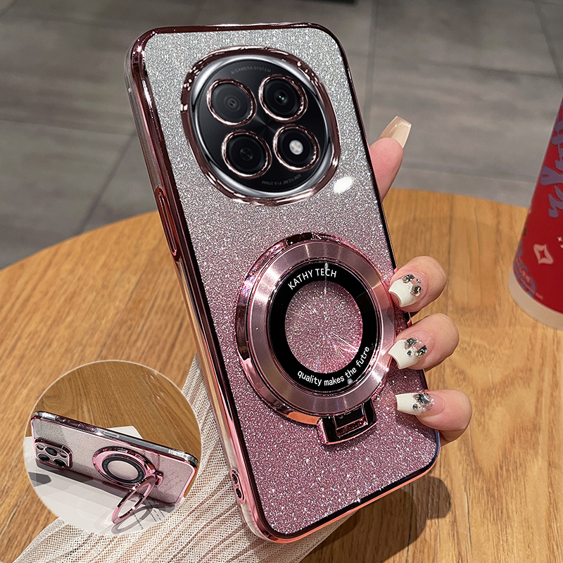 适用oppoA6plus闪粉带支架手机壳