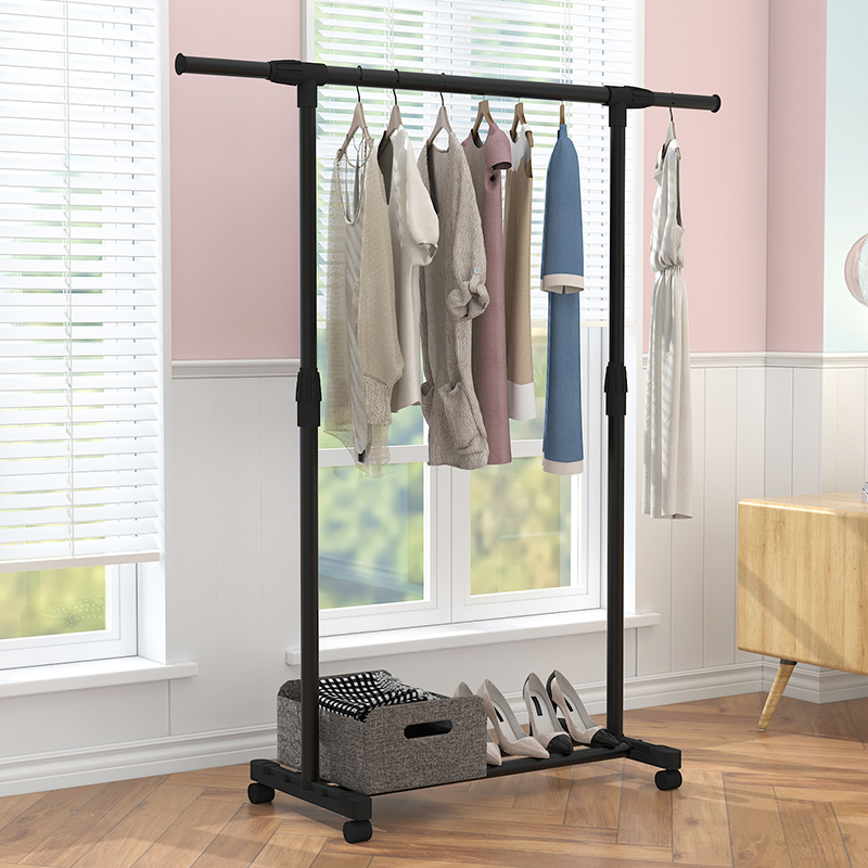 晾衣架落地折叠室内卧室衣架家用单杆式阳台晒衣架升降简易挂衣架