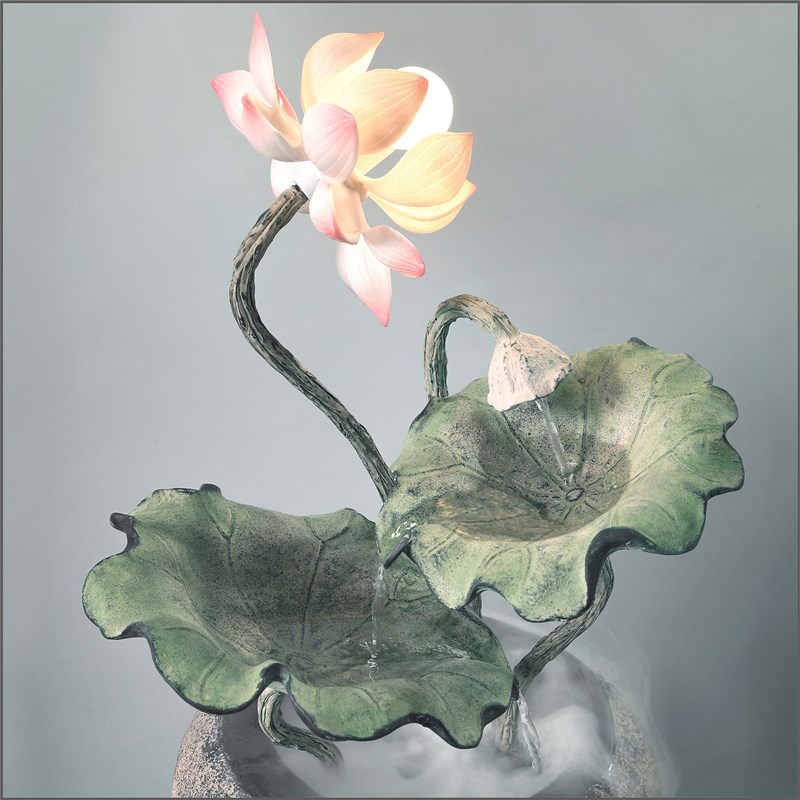 新中式客厅桌面荷花流水喷泉摆件书房卧室小摆设开业和气生财水景