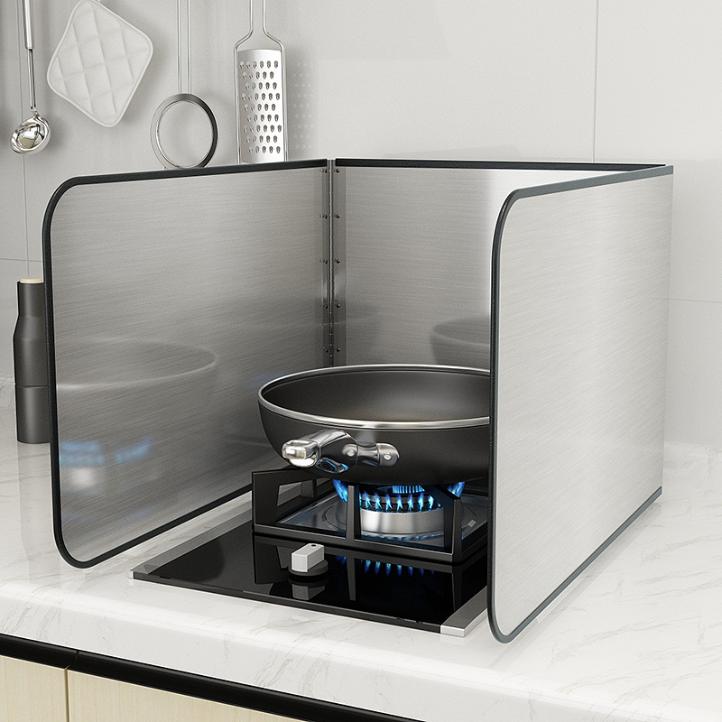 挡油板厨房灶台挡板不锈钢防溅家用加厚大号耐高温防油隔热油烟罩