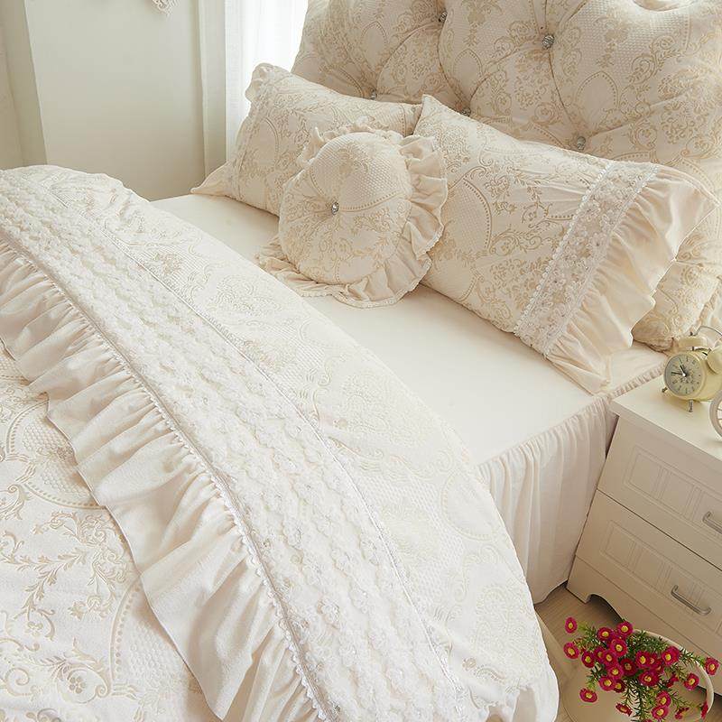 韩式法莱绒床上用品公主蕾丝冬季保暖天鹅绒婚庆珊瑚绒床裙四件套