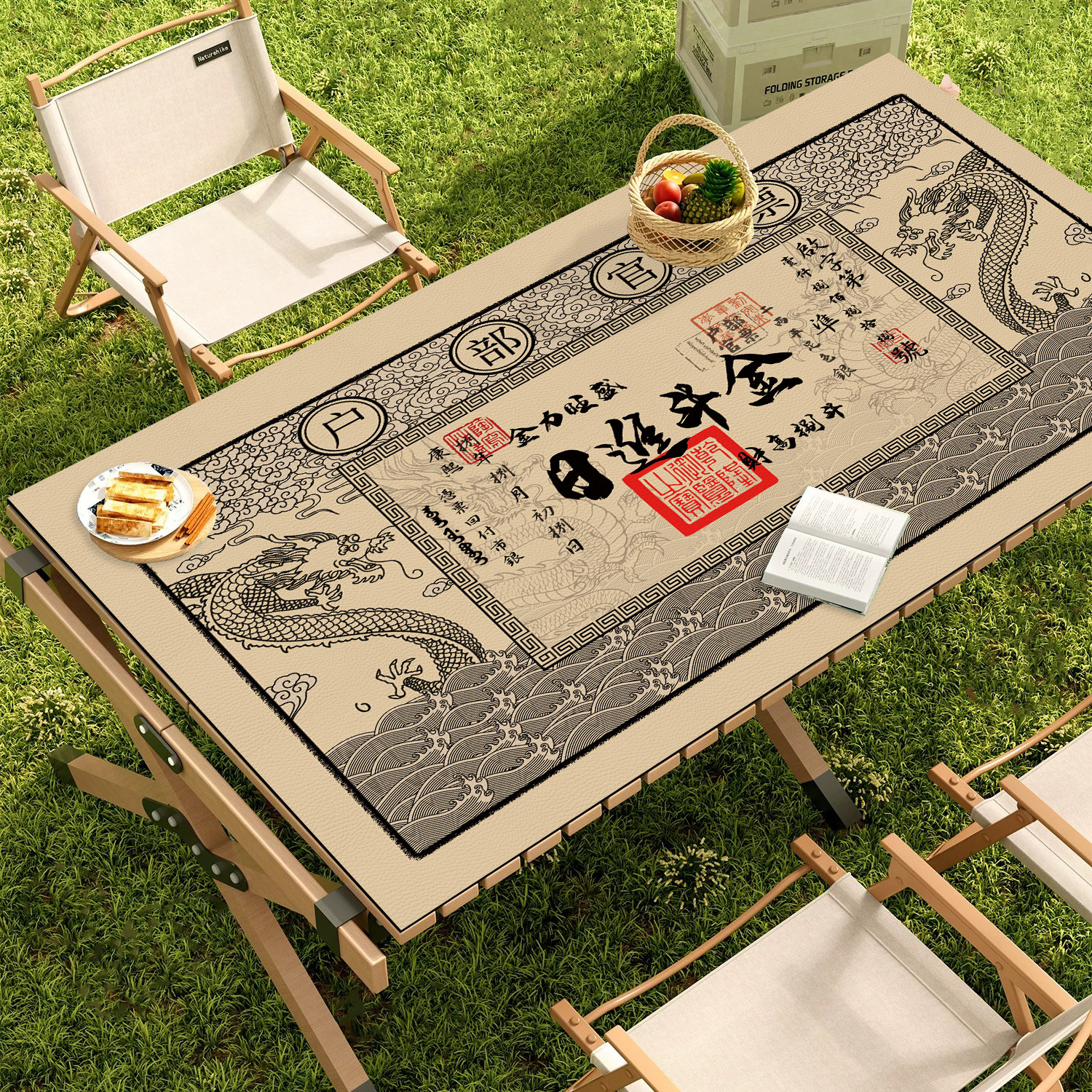 新中式春游秋游野餐垫露营蛋卷桌垫茶桌防水桌布户外布置收银台垫,居家布艺,桌布,淘宝优惠券,粉丝福利购,淘宝优惠卷