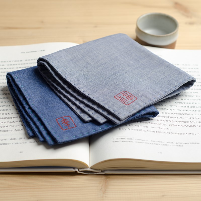 手工男士手绢手帕成人纯棉吸汗柔软女士随身古风小方巾定制伴手礼