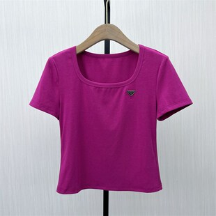 新品 T恤衫 纯色圆领打底衫 内搭短袖 上衣2002 女修身 迪2025夏季