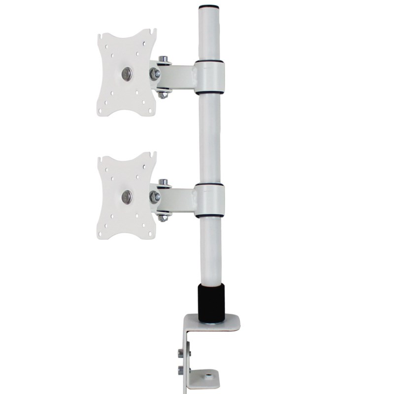 白色双屏显示器支架高低可调桌面夹持电脑增高底座17-24寸通用