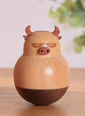 创意可爱木质不倒翁办公情人节生日礼物送男女友礼品桌面装饰摆件