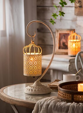 复古风金属客厅摆件蜡烛烛台灯美式咖啡厅桌面饰品婚纱摄影棚民宿