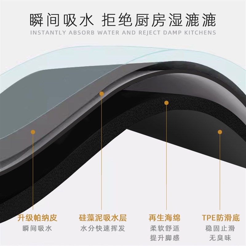 硅藻泥厨房地垫防滑防油可擦免洗吸水专用家用脚垫地毯pvc垫子