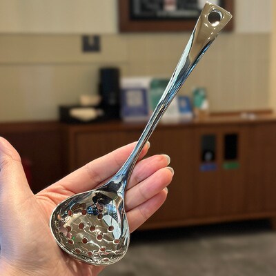 短柄火锅漏勺!304不锈钢加厚吃小火锅捞丸子宝宝辅食用过滤勺子