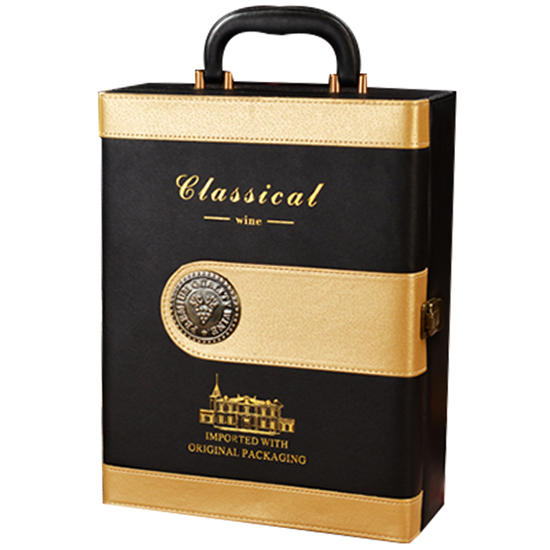 高档红酒包装礼盒双只装皮盒通用红酒木箱2支葡萄酒礼品盒子定制