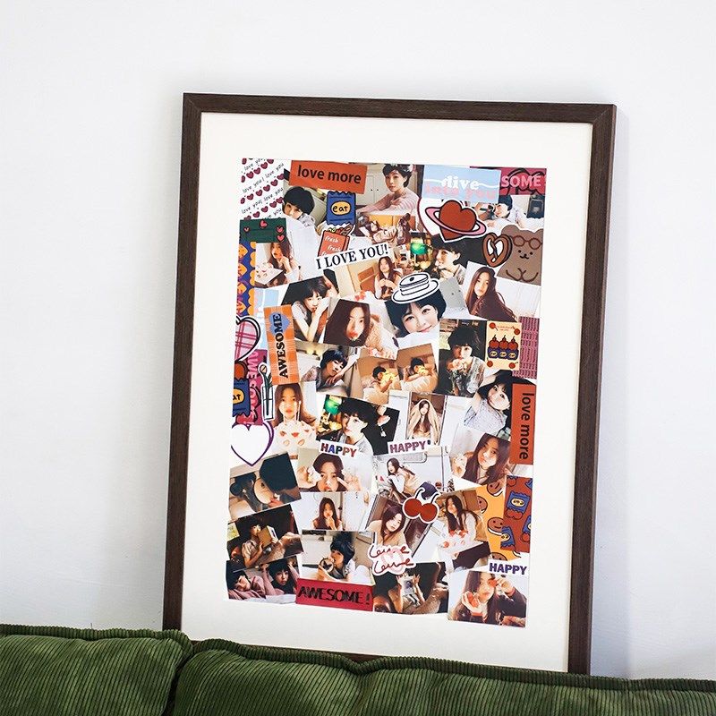 相框照片定制diy打印情侣手工纪念3寸拍立得拼图相框挂墙生日礼物