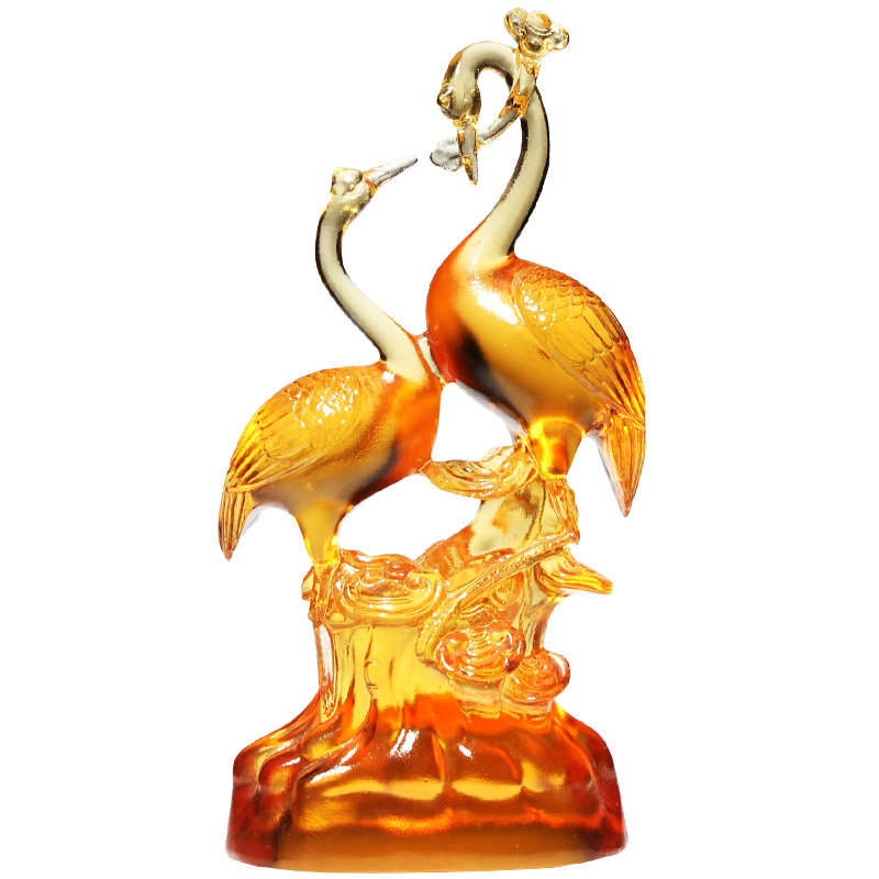 60-70岁的老人生日礼物实用爸爸妈妈琉璃仙鹤摆件退休礼物送同事