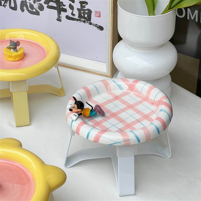 猫碗陶瓷猫咪罐头碗飞碟盘猫食盆粮碗饭碗狗狗水碗护颈浅口宠物碗