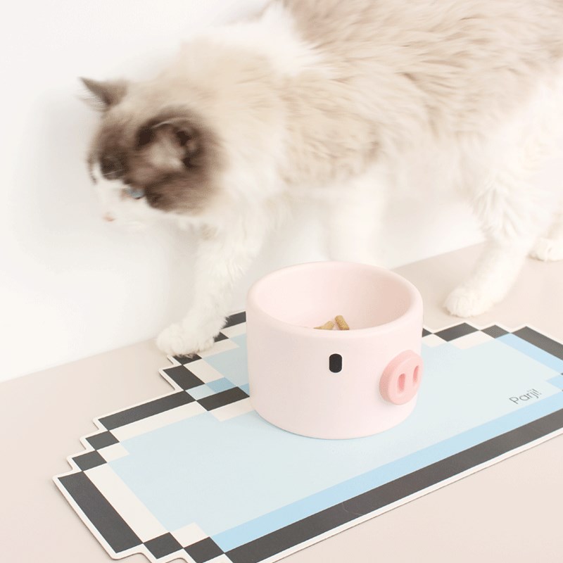 Parji啪唧猪猪宠物粮碗水碗猫碗狗狗碗陶瓷可爱小猪保护颈椎猫咪