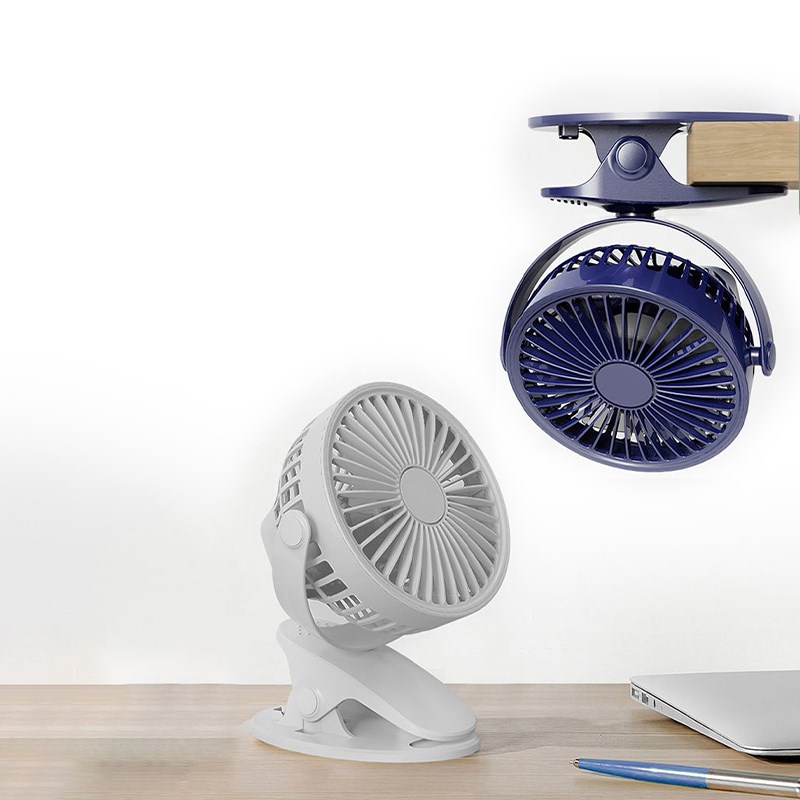 USB可充电插电两用可拆卸18650可换电池户外车载移动小风扇带夹子